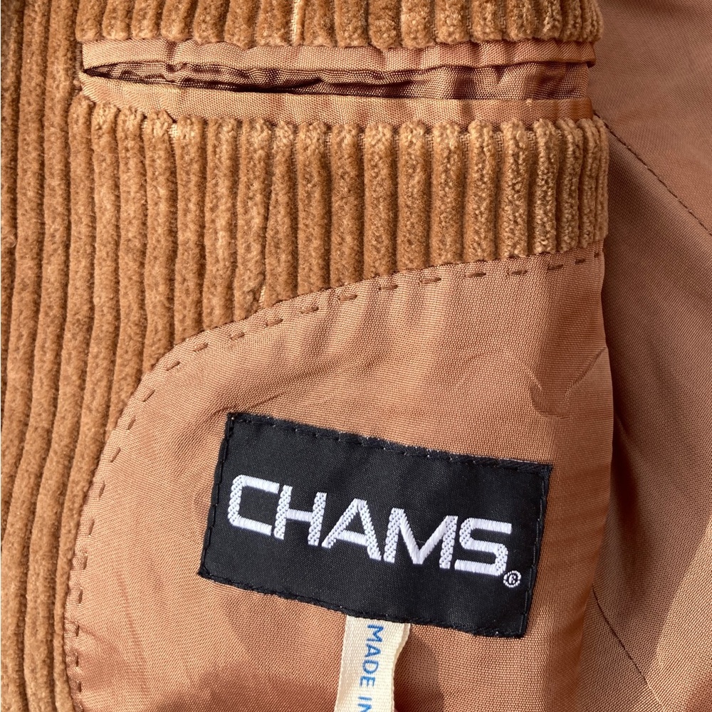 Vintage Caramel Brown Corduroy Blazer Chams Unisex Professor Autumn - Picture 10 of 13